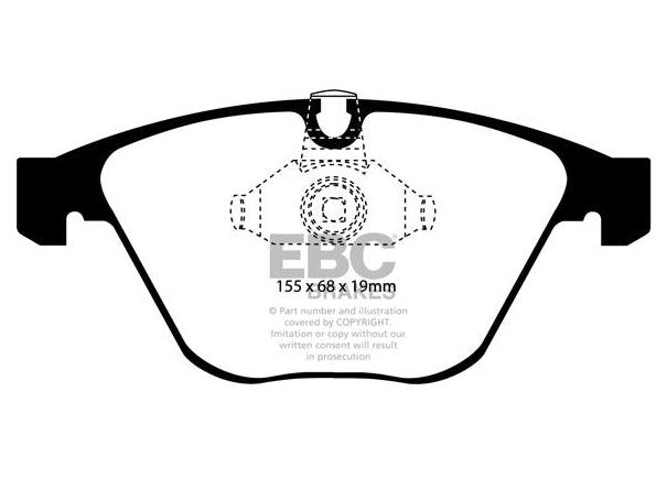 EBC BMW E60 E61 E63 E64 Greenstuff 2000 Series Sport Brakes Pad And USR Front Slotted Discs Kit To Fit Front - ATE Caliper (Inc. 520i, 525i, 530i & 630i) | ML Performance UK
