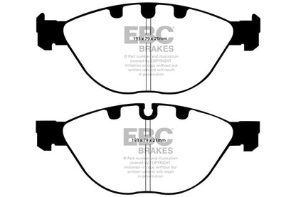 EBC BMW E60 E61 E64 E65 Yellowstuff 4000 Series Sport Front Brakes Pad & USR Front Slotted Discs Kit - ATE Caliper (Inc. 535i, 540i, 650i & 750i) | ML Performance UK