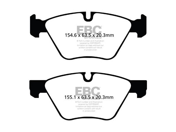 EBC BMW E60 E61 Greenstuff 2000 Series Sport Brakes Pad And Premium OE Replacement Plain Disc Kit To Fit Front - ATE Caliper (520i, 523i & 525i) | ML Performance UK