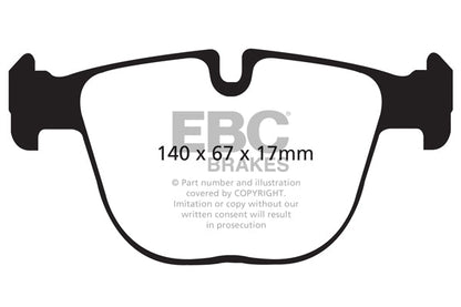 EBC BMW E71 X6 50i Yellowstuff 4000 Series Rear Sport Brake Pads & USR Slotted Discs Kit - ATE Caliper | ML Performance UK
