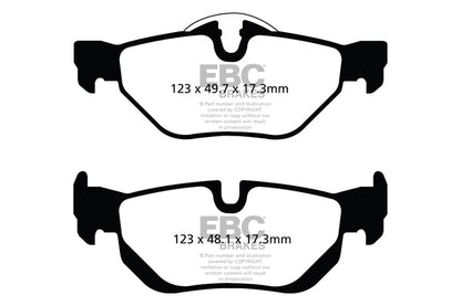 EBC BMW E82 E88 123i Yellowstuff 4000 Series Rear Sport Brake Pads & Premium OE Replacement Plain Discs Kit - ATE Caliper | ML Performance UK