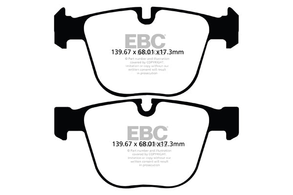 EBC BMW F01 F02 F04 F07 Yellowstuff 4000 Series Rear Sport Brake Pads & USR Slotted - ATE Caliper (Inc. 520i GT, 550i GT, 760i & ActiveHybrid 7) | ML Performance UK