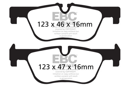 EBC BMW F20 F21 F22 F23 Yellowstuff 4000 Series Rear Sport Brake Pads & USR Slotted Discs Kit - ATE Caliper (Inc. 114i, 116i, 116i & 218i) | ML Performance UK