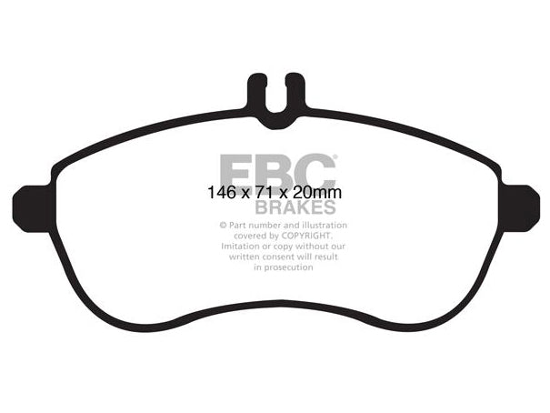 EBC Mercedes-Benz WSC204 WS212 AC207 Greenstuff 2000 Series Front Sport Brake Pads & Premium OE Replacement Drilled Discs Kit - TRW Caliper (Inc. C300, E250, E220 & SLK250) | ML Performance UK