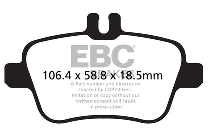 EBC Mercedes-Benz W176 W246 Yellowstuff 4000 Series Rear Sport Brake Pads & Premium OE Replacement Plain Discs Kit - TRW Caliper  (Inc. A200, A180, B200 & B180) | Supercar Parts UK