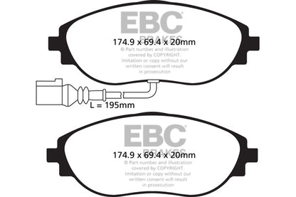 EBC Seat Skoda Volkswagen Yellowstuff 4000 Series Front Sport Brake Pads & BSD Series Sport Discs Kit - TRW Caliper (Inc. 7N Alhambra, Kodiaq, 7N Sharan & MK2 Tiguan) | ML Performance UK