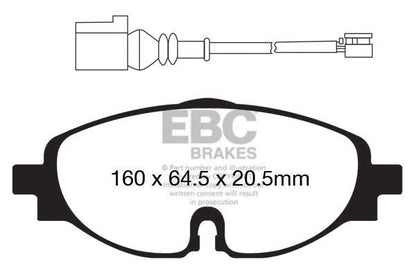 EBC Skoda Volkswagen Yellowstuff 4000 Series Front Sport Brake Pads & USR Slotted Discs Kit - ATE Caliper (Kodiaq & MK2 Tiguan) | ML Performance UK