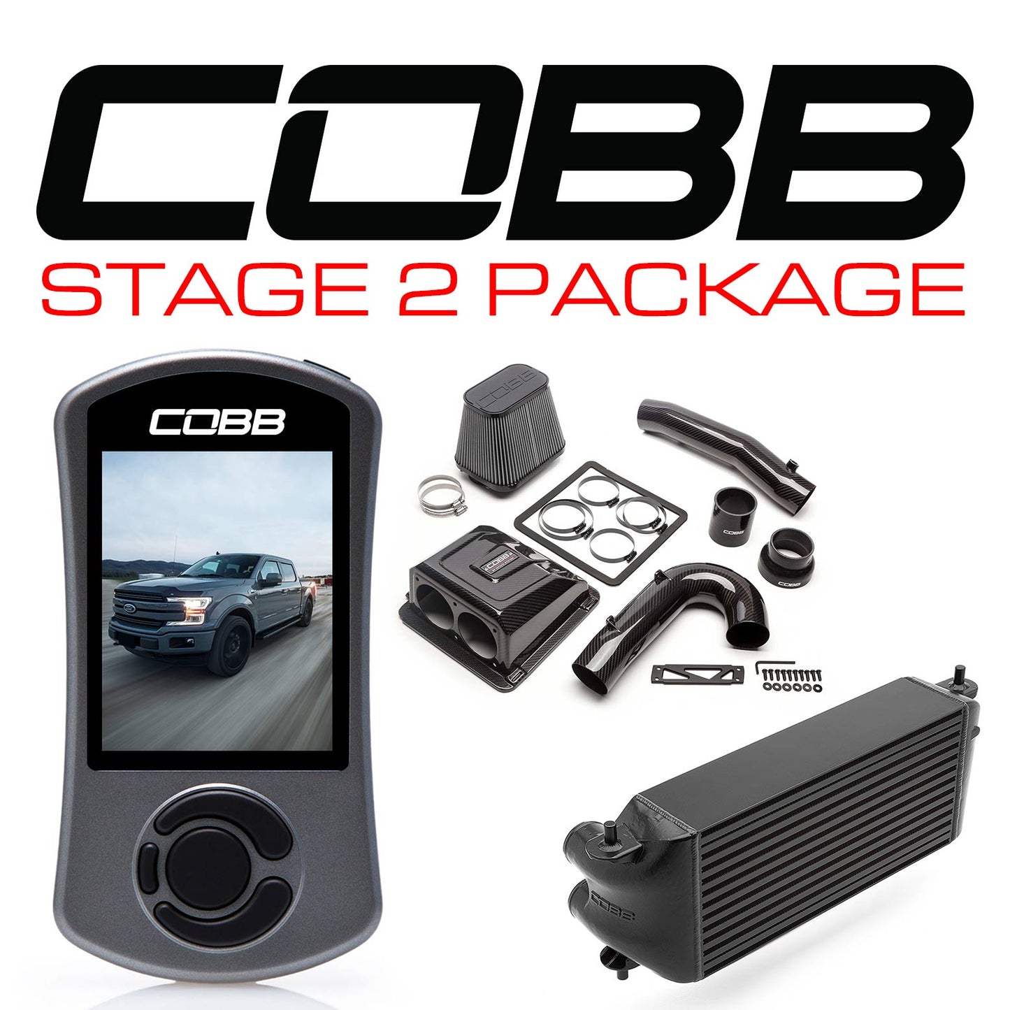 COBB FOR0060S20BK-TCM-RED FORD STAGE 2 REDLINE CARBON FIBER POWER PACKAGE BLACK WITH TCM F-150 ECOBOOST 3.5L 2017-2019