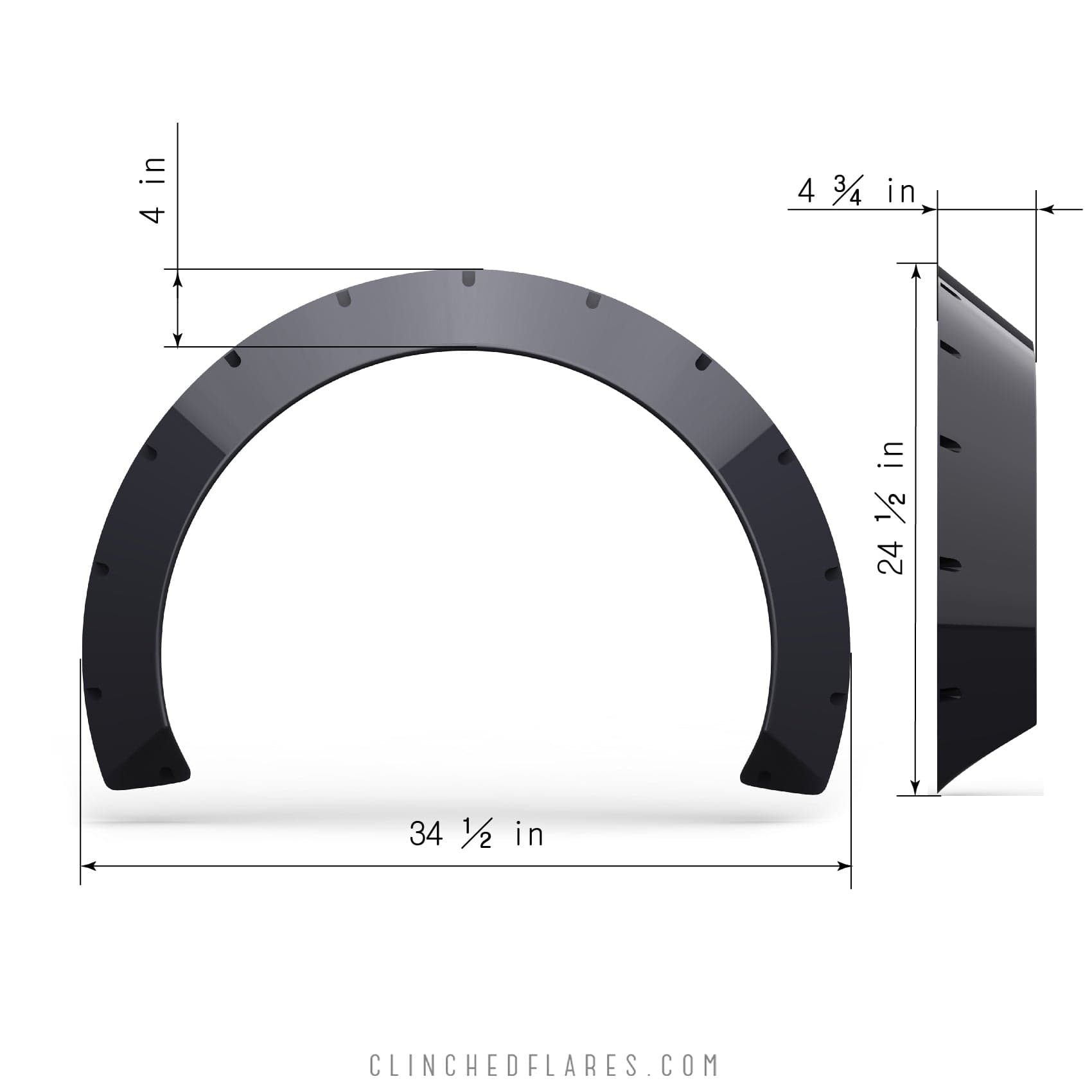 Clinched “Glider” 12cm (4.7″) Fender Flares
