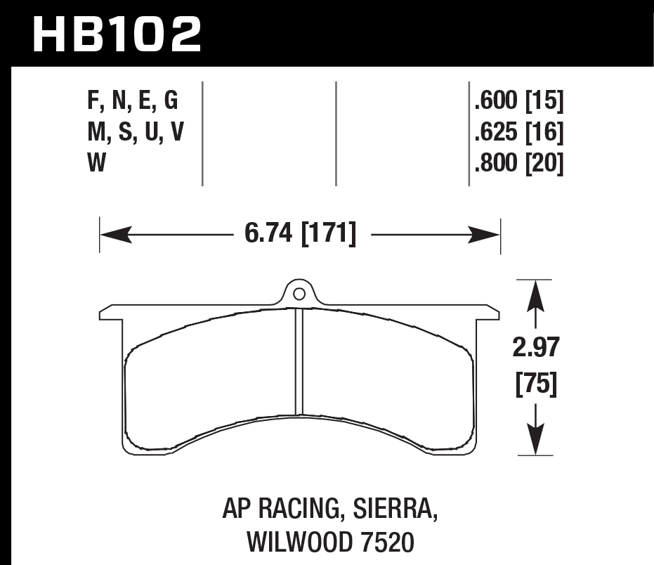 Hawk Performance HB102U.800 DTC-70 Brake Pads