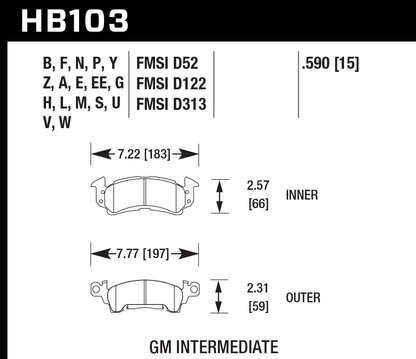 Hawk Performance HB103Z.590 PC Brake Pads Front