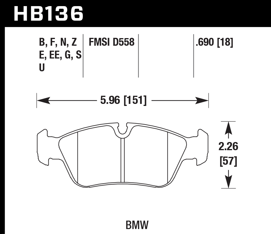 Hawk Performance HB136B.690 HPS 5.0 Brake Pads Front
