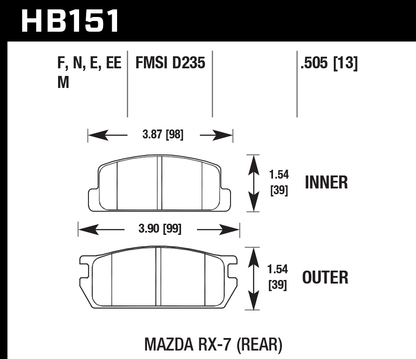 Hawk Performance HB151N.505 HP Plus Brake Pads Rear