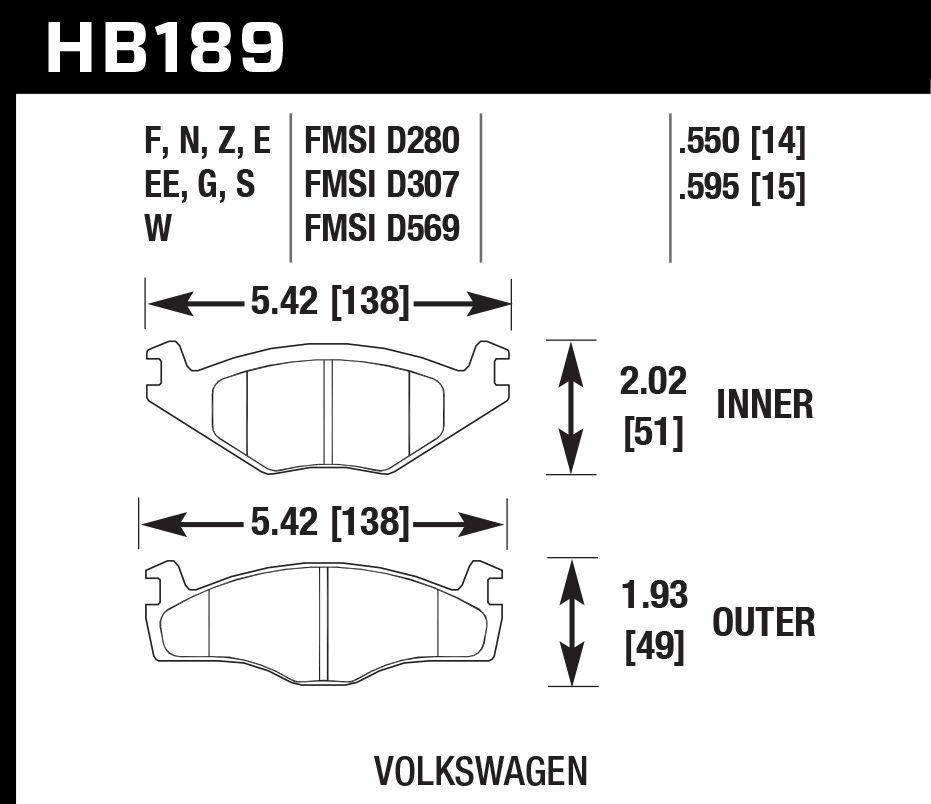 Hawk Performance HB189E.595 Blue 9012 Brake Pads Front