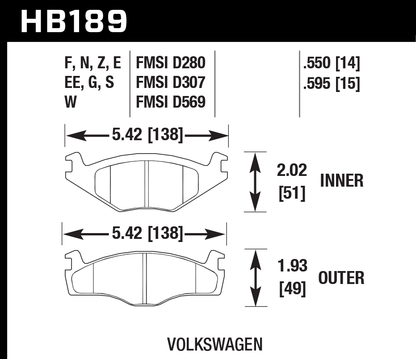 Hawk Performance HB189E.595 Blue 9012 Brake Pads Front