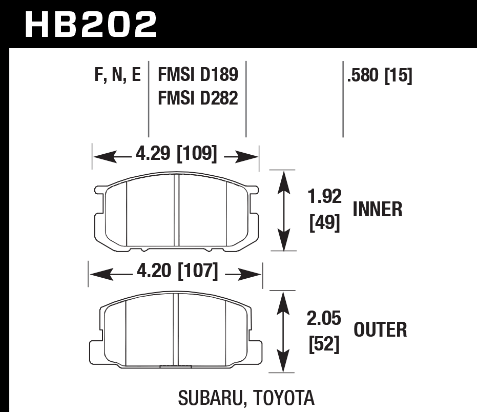 Hawk Performance HB202N.580 HP Plus Brake Pads Front
