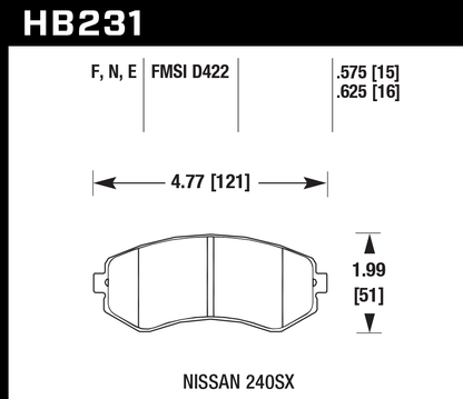 Hawk Performance HB231B.625 HPS 5.0 Brake Pads Front