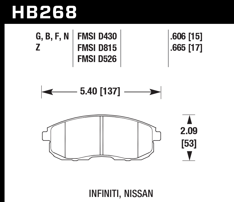 Hawk Performance HB268G.665 DTC-60 Brake Pads Front