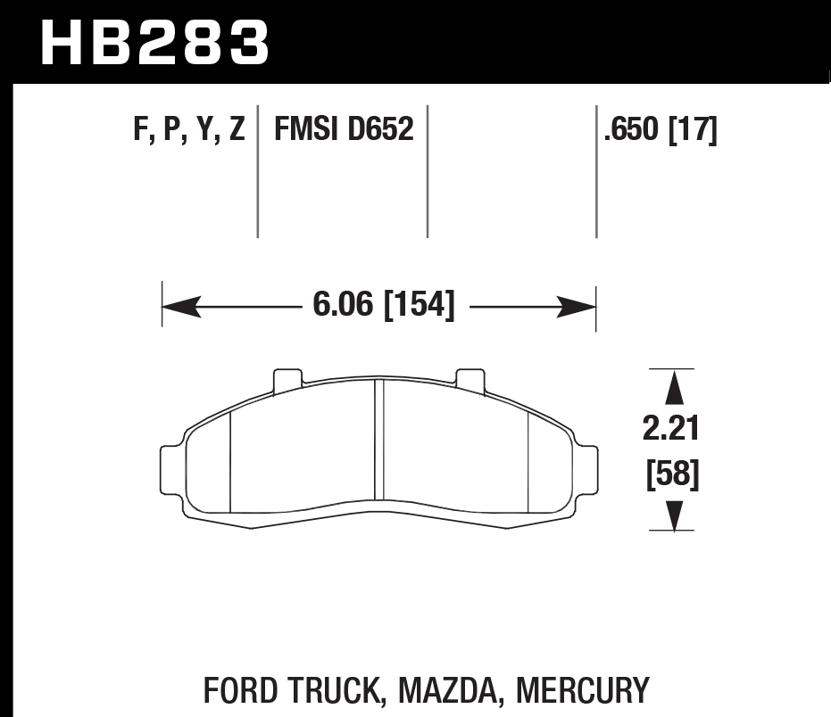 Hawk Performance HB283Z.650 PC Brake Pads Front
