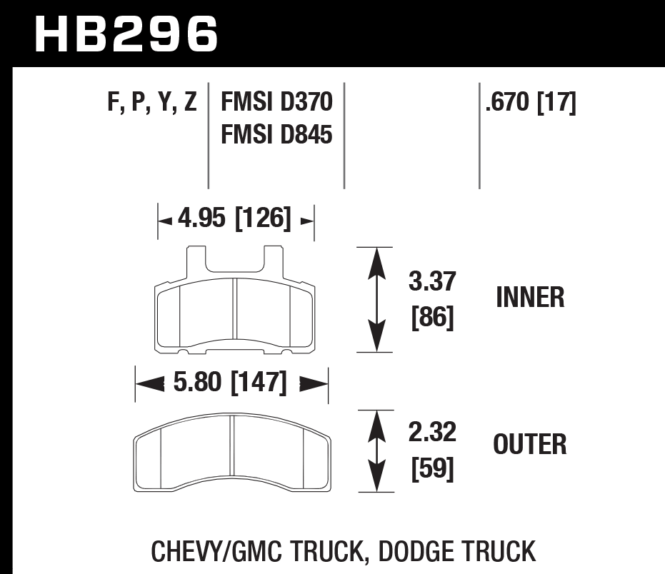 Hawk Performance HB296F.670 HPS Brake Pads Front