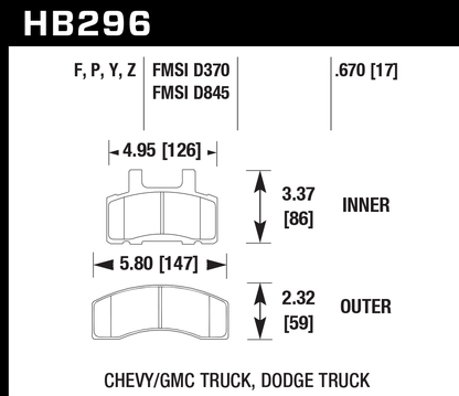 Hawk Performance HB296P.670 SuperDuty Brake Pads Front