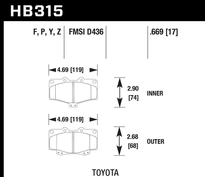 Hawk Performance HB315F.669 HPS Brake Pads Front