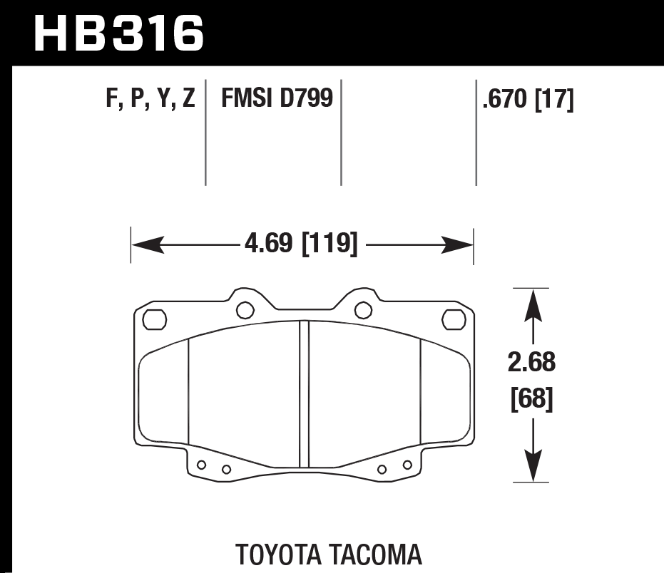 Hawk Performance HB316F.670 HPS Brake Pads Front