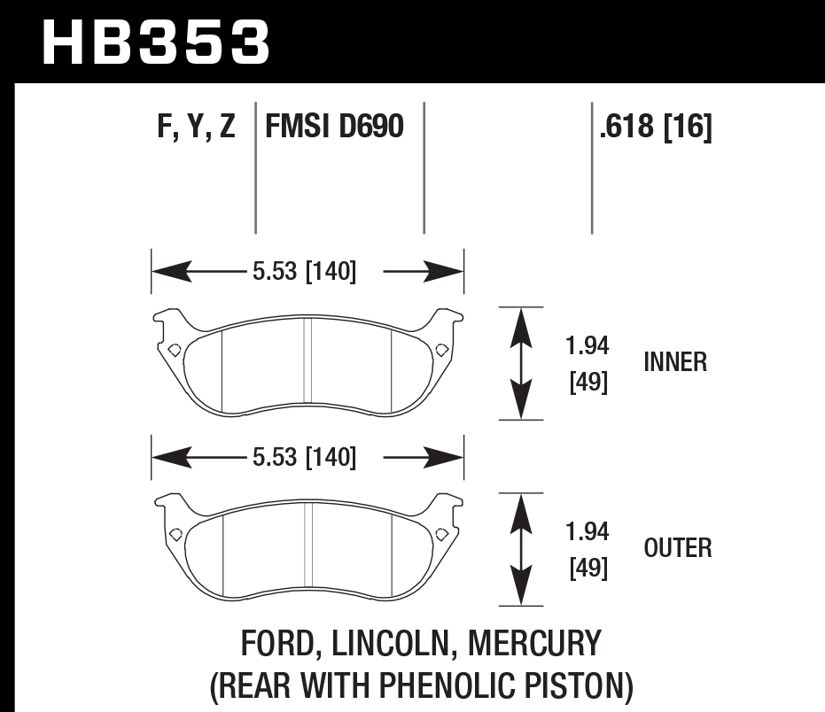 Hawk Performance HB353F.618 HPS Brake Pads Rear