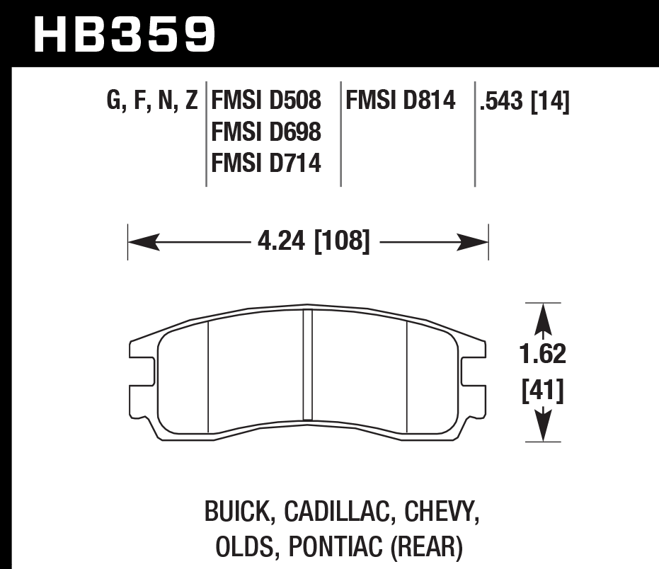 Hawk Performance HB359F.543 HPS Brake Pads Rear