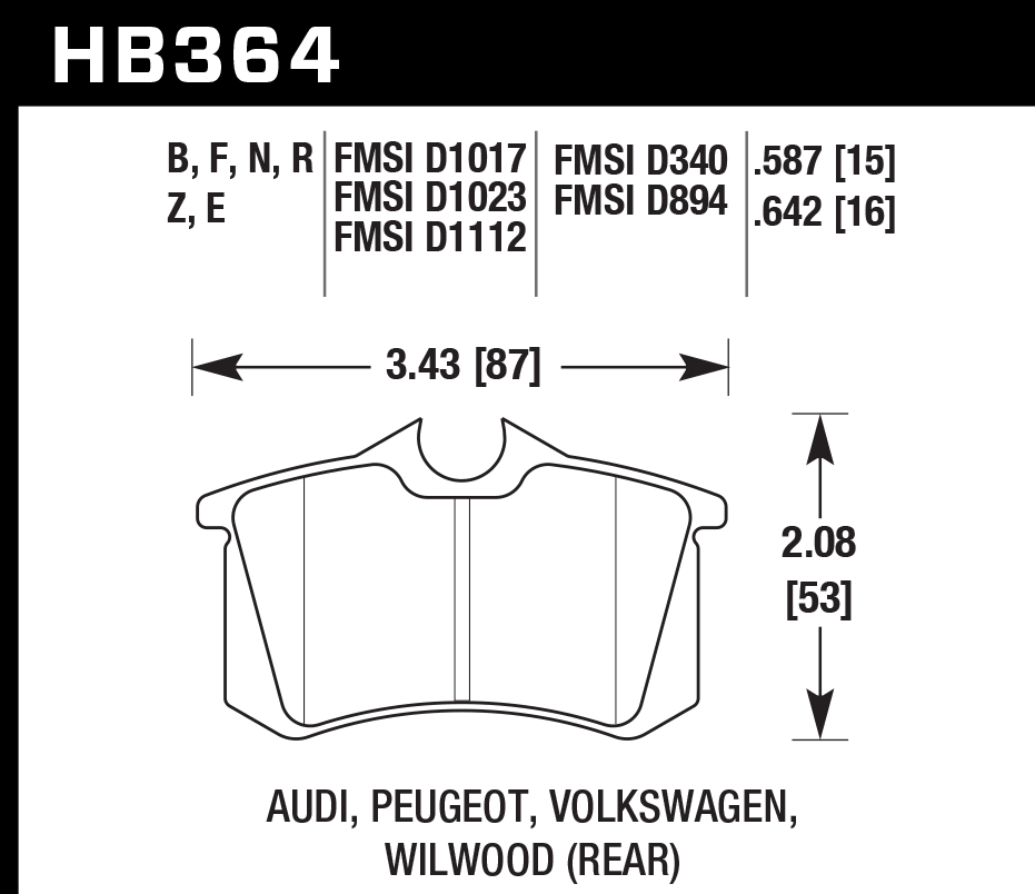Hawk Performance HB364Z.642 PC Brake Pads Rear
