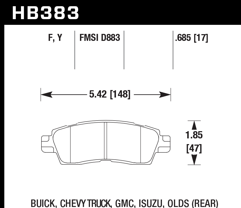 Hawk Performance HB383F.685 HPS Brake Pads Rear