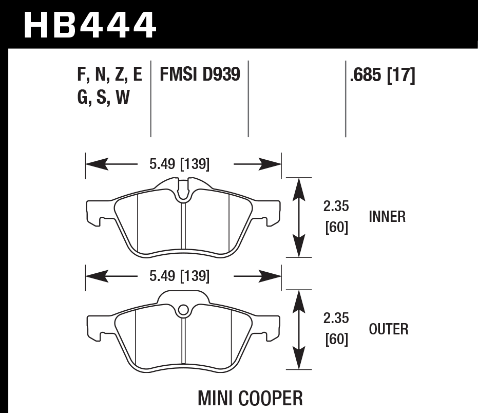 Hawk Performance HB444F.685 HPS Brake Pads Front