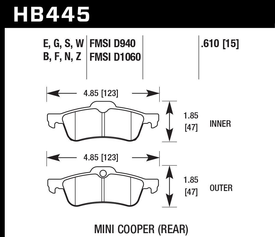 Hawk Performance HB445G.610 DTC-60 Brake Pads Rear
