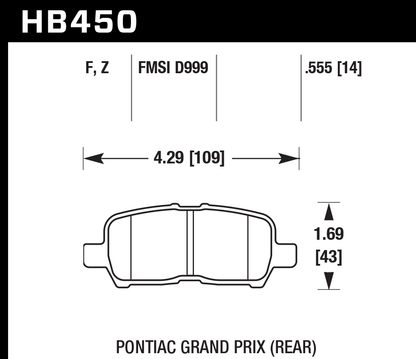 Hawk Performance HB450Z.555 PC Brake Pads Rear