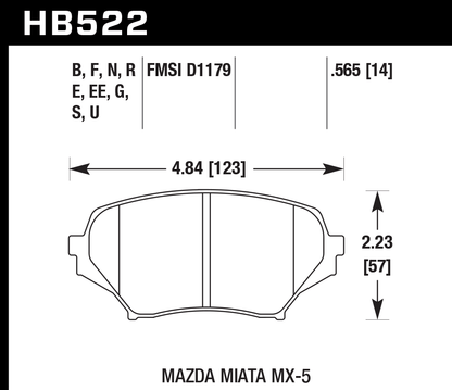 Hawk Performance HB522E.565 Blue 9012 Brake Pads Front