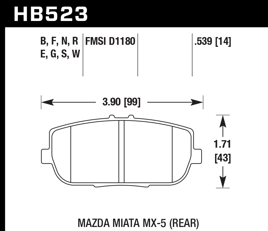 Hawk Performance HB523F.539 HPS Brake Pads Rear