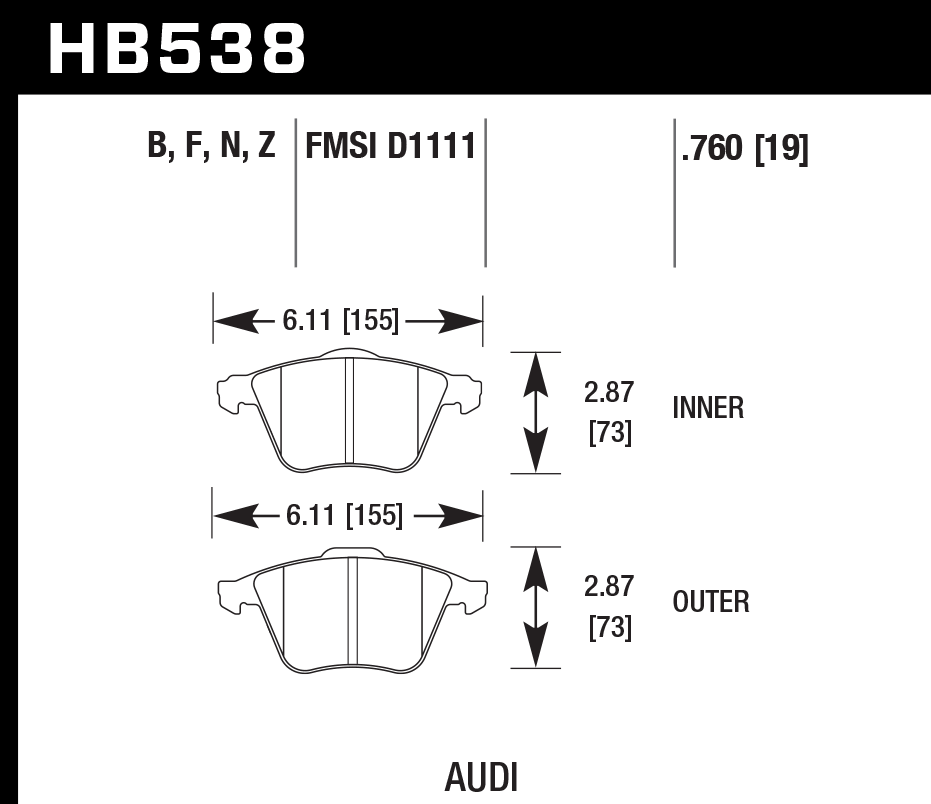 Hawk Performance HB538F.760 HPS Brake Pads Front