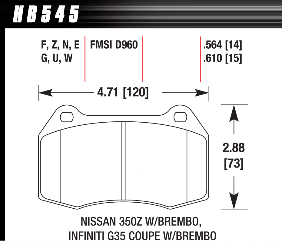 Hawk Performance HB545Z.564 PC Brake Pads Front