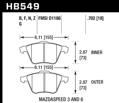 Hawk Performance HB549B.702 HPS 5.0 Brake Pads Front