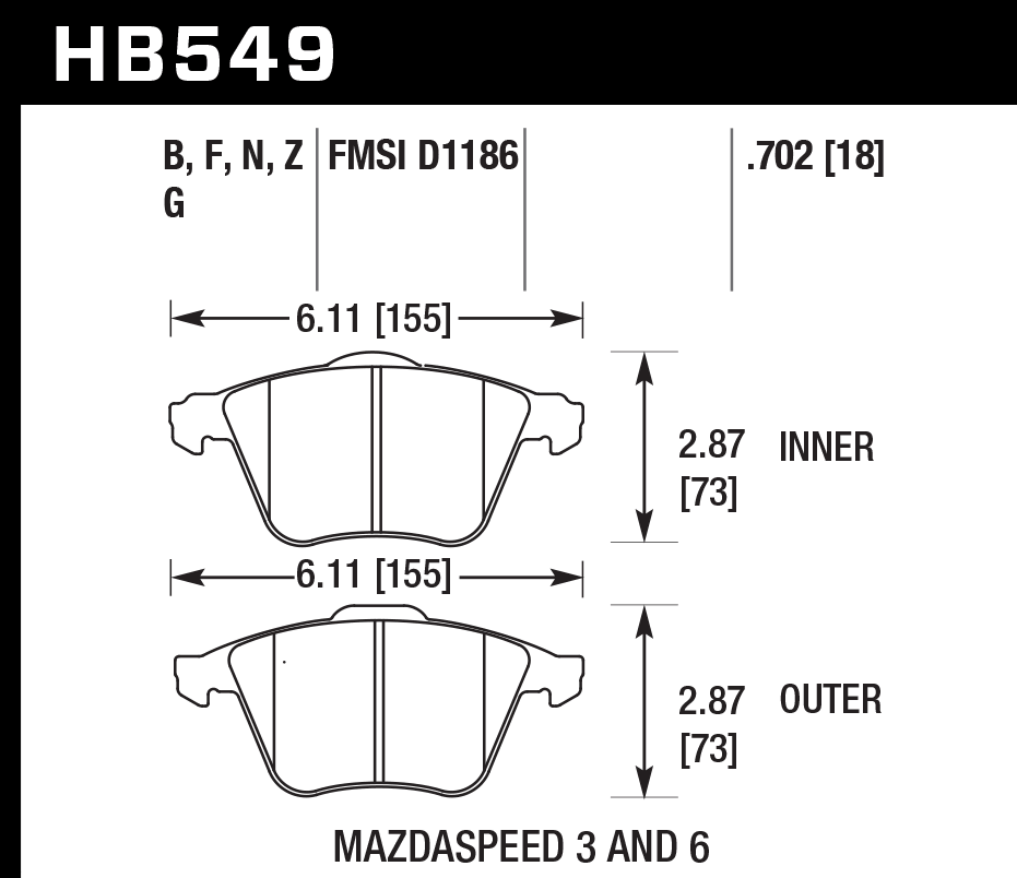 Hawk Performance HB549Z.702 PC Brake Pads Front