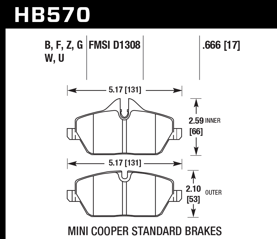 Hawk Performance HB570Z.666 PC Brake Pads Front