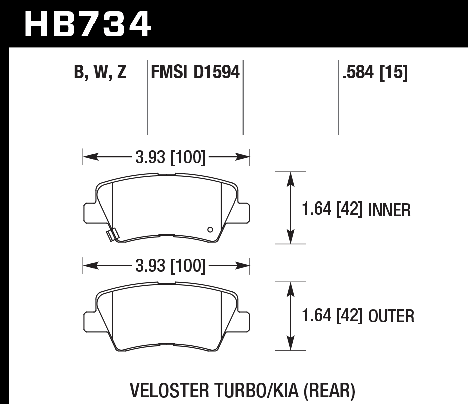 Hawk Performance HB734Z.584 PC Brake Pads Rear