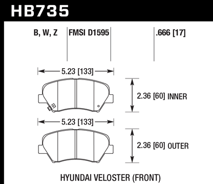 Hawk Performance HB735B.666 HPS 5.0 Brake Pads Front
