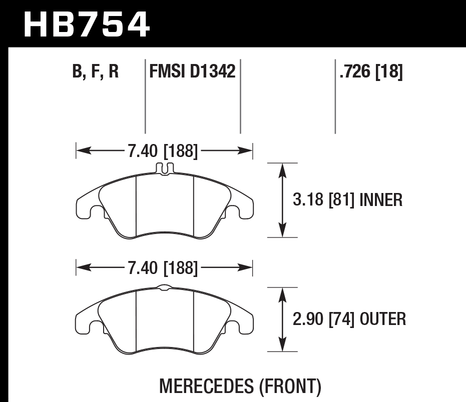 Hawk Performance HB754N.726 HP Plus Brake Pads Front