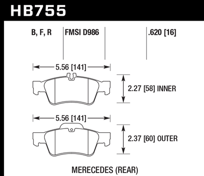 Hawk Performance HB755B.620 HPS 5.0 Brake Pads Rear