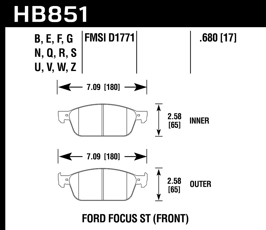 Hawk Performance HB851N.680 HP Plus Brake Pads Front