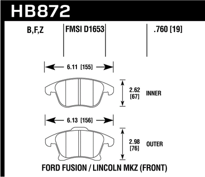 Hawk Performance HB872Y.760 LTS Brake Pads Front