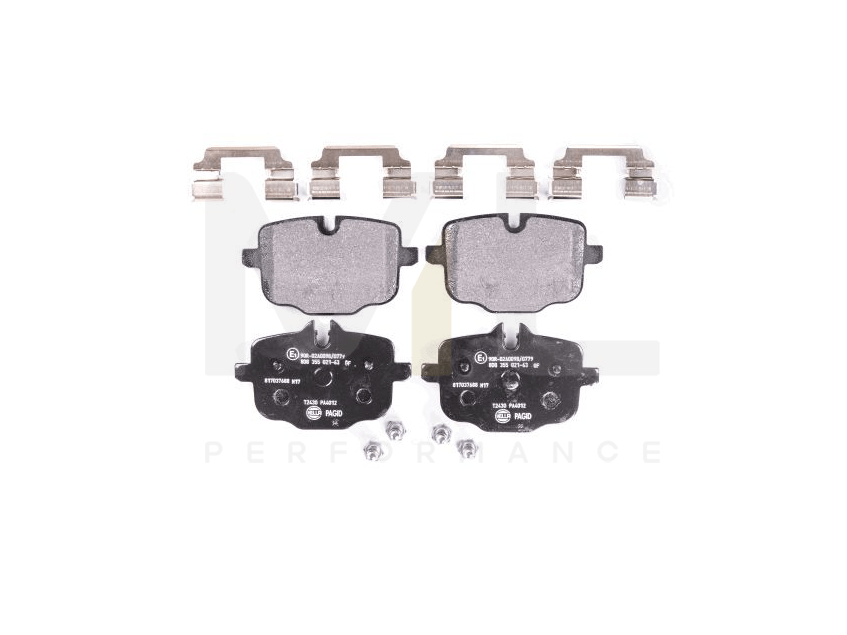 Hella 8DB 355 021-631 Brake Pad Set Prepared For Wear Indicator, With Brake Caliper Screws, With Accessories | ML Performance Car Parts