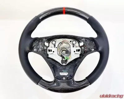 Vivid Racing VR-SW-55-CFRD BMW 1-Series E8X | 3-Series E9X M-Sport OEM Upgraded Steering Wheel Carbon Fiber Red Stripe/Stitching