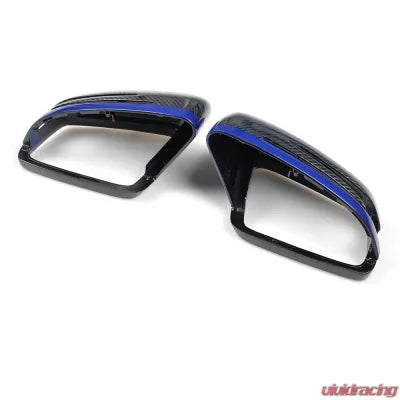 Vivid Racing VR-BENZ-614 VR Aero Carbon Fiber Mirror Cap with Blue Trim Mercedes W204 W212 W218 W176 W207